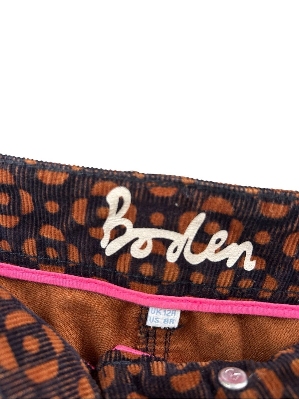 Boden Corduroy Slim Crop Patterned Pants in Brown and Black - Size Women’s 8 - Picture 4 of 11